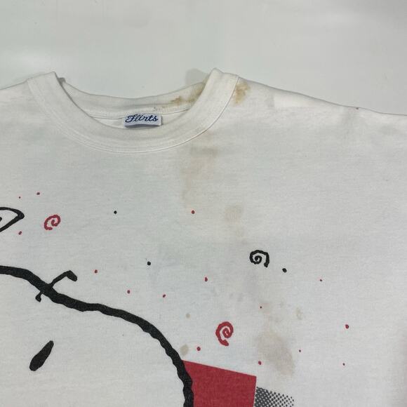 VTG 1985 Flirts Snoopy Woodstock PARTY Single Stitch Stains Oversized T-Shirt XL - Picture 5 of 8